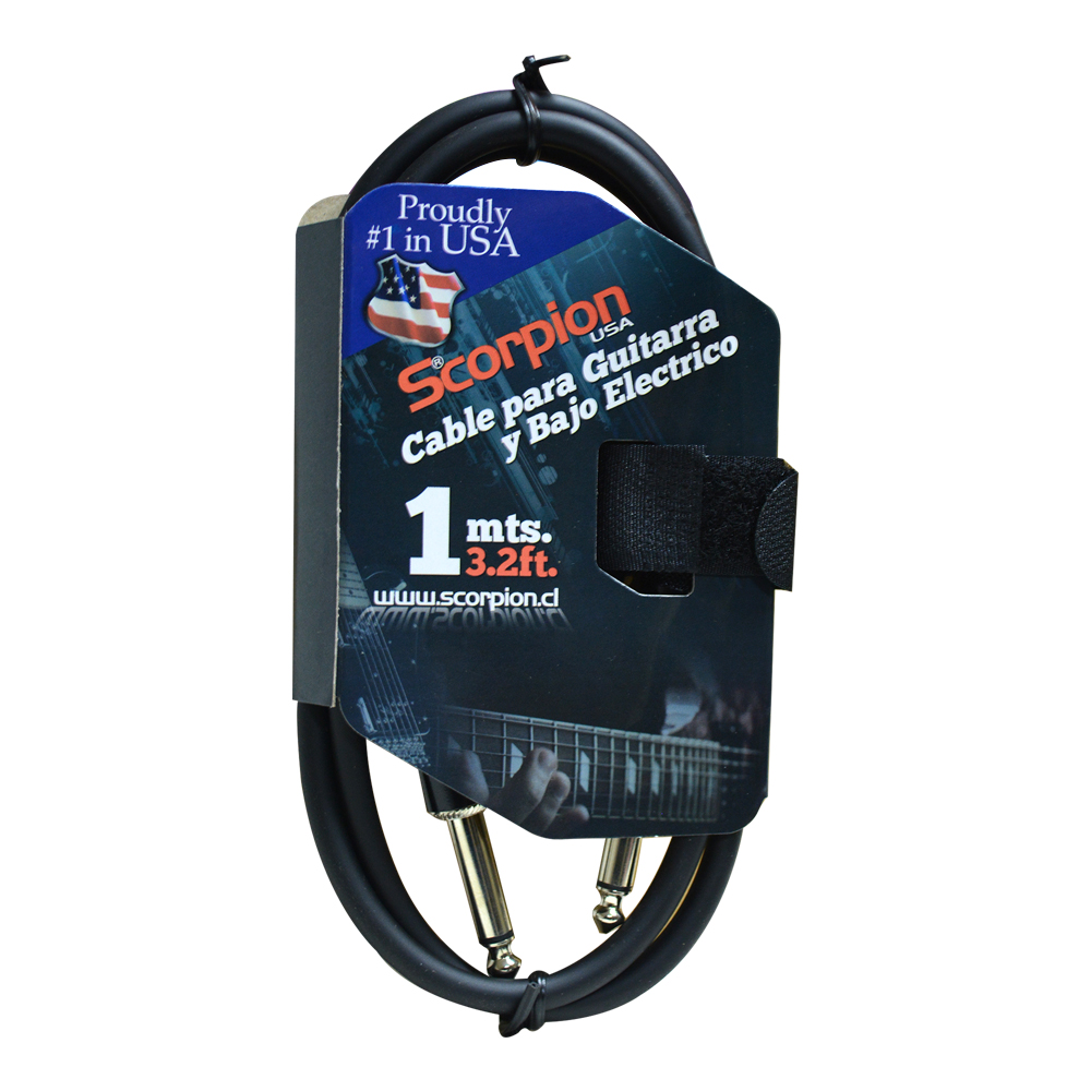 CABLE GUITARRA ELECTRICA 1M/3.2FT BK MODELO PCTA-1250 SCORPION
