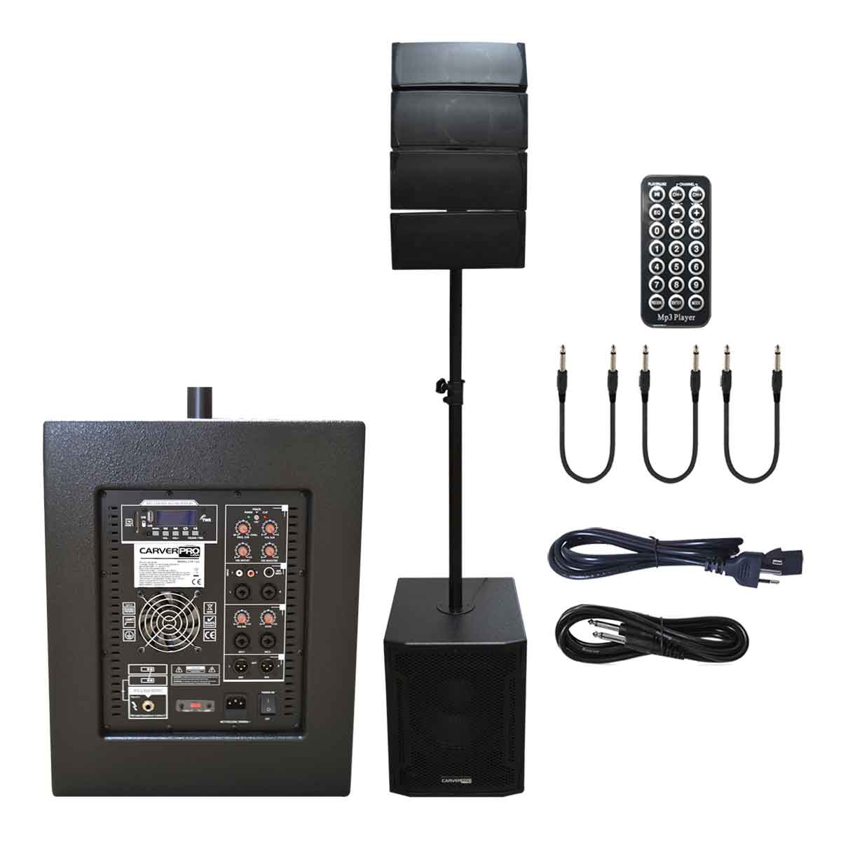 SISTEMA ARRAY SUB12+4 SATS 550W RMS 1500W MAX. + ATRIL CARVER PRO CSR-124