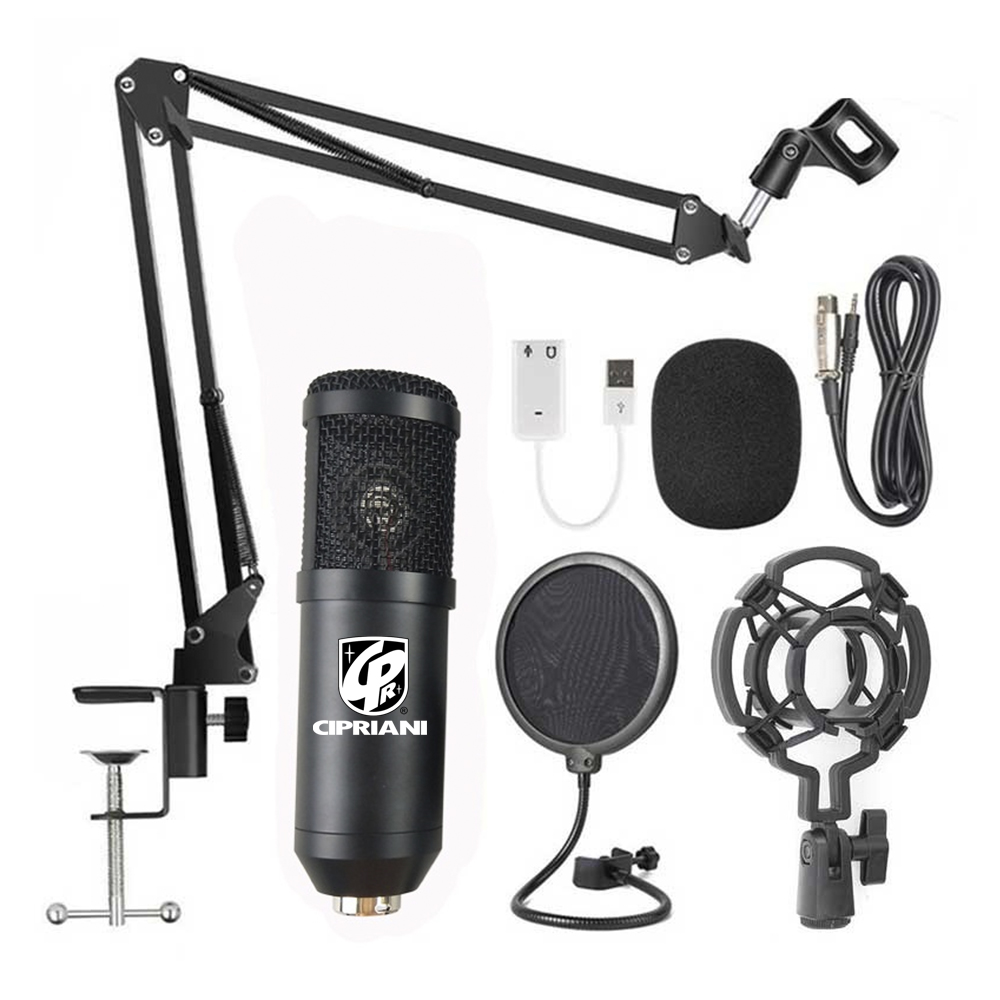 KIT STREAMING MICROFONO+ATRIL+FILTRO/ACC BM-800K BLACK CIPRIANI