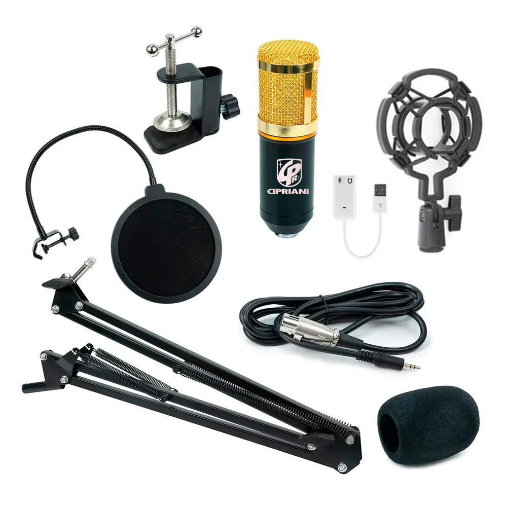KIT STREAMING MICROFONO+ATRIL+FILTRO/ACC BM-800K GOLD CIPRIANI