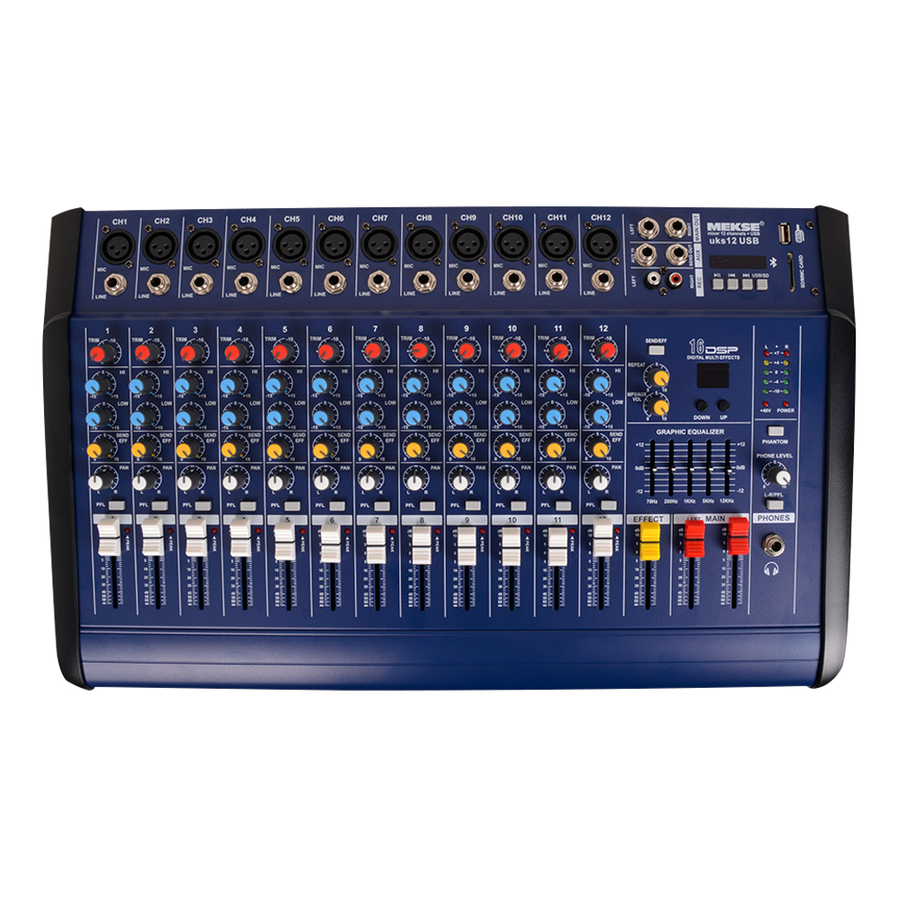 CONSOLA POWER MIXER 12CH BLUETOOTH + USB  UKS-12USB MEKSE