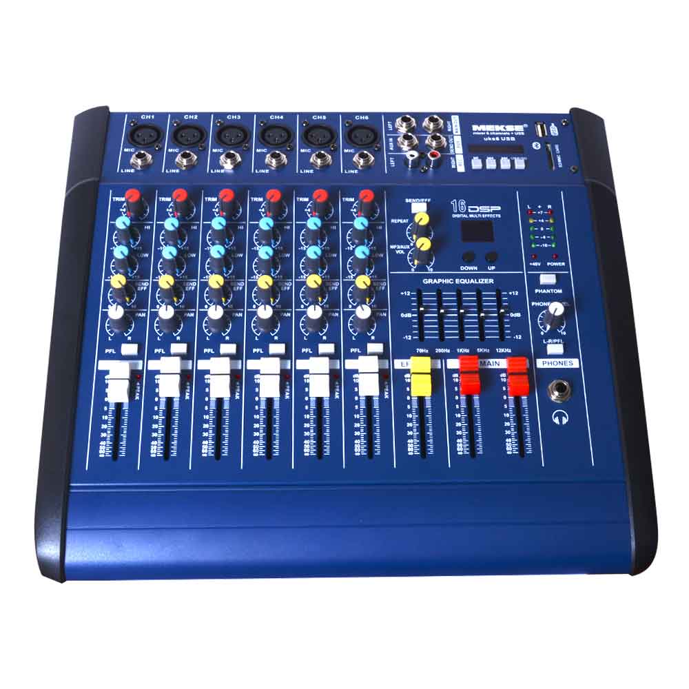 CONSOLA POWER MIXER 6CH BLUETOOTH + USB UKS-6USB MEKSE