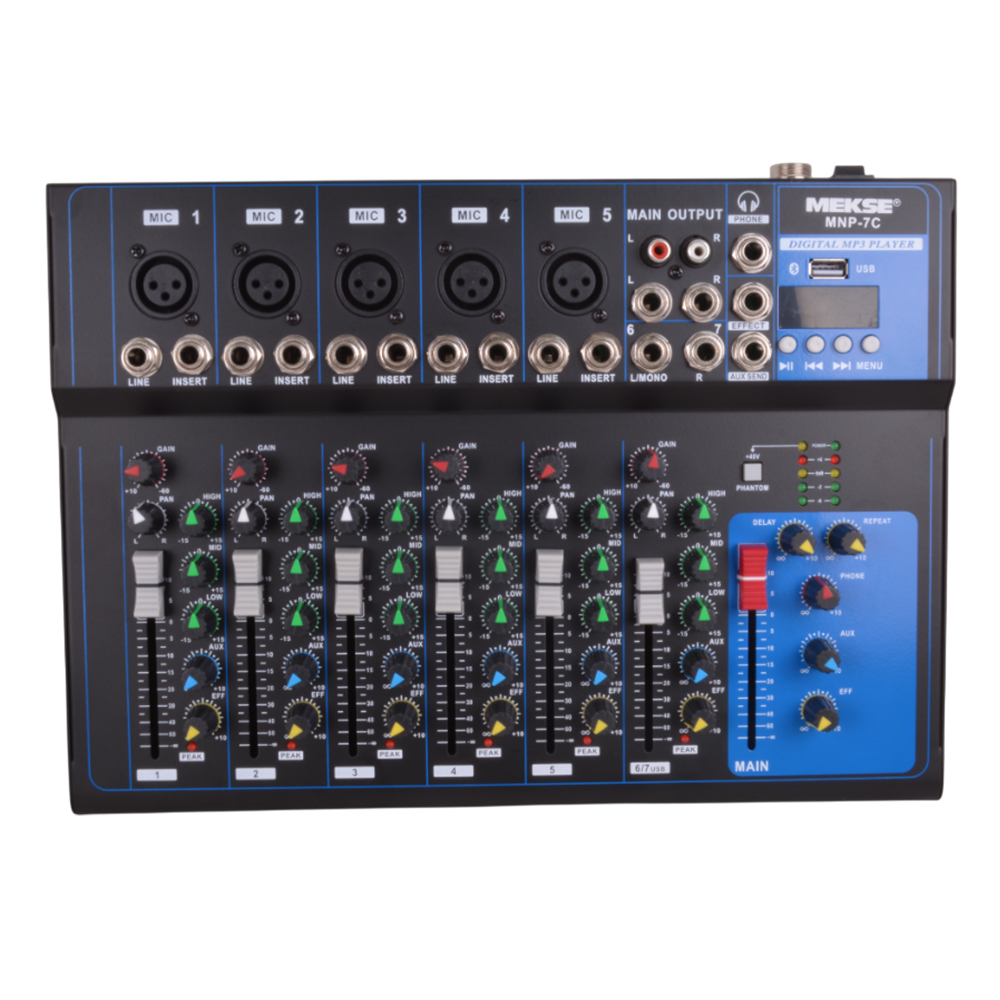 MIXER PASIVO BT/USB 5+2 (7CANALES) MEKSE MNP-7C                              