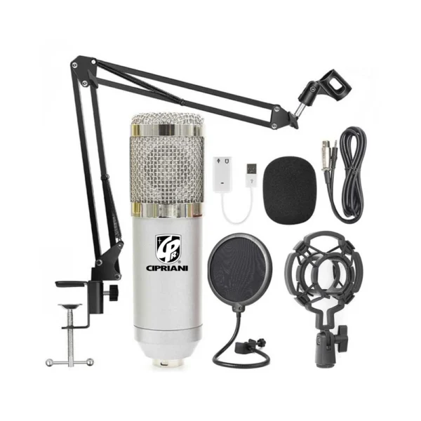 KIT STREAMING MICROFONO+ATRIL+FILTRO/ACC BM-800K SILVER