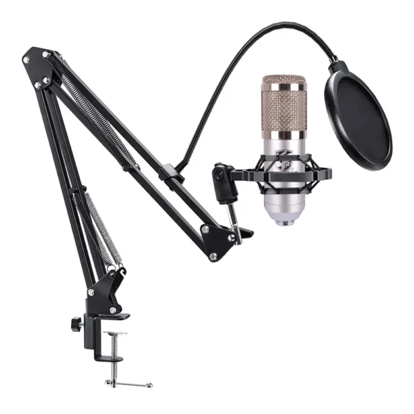 KIT STREAMING MICROFONO+ATRIL+FILTRO/ACC BM-800K SILVER