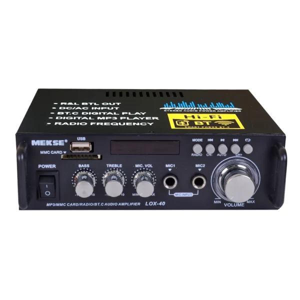 AMPLIFICADOR PERIFONEO 2 MICROFONOS/BT/MP3/FM LOX-40 MEKSE
