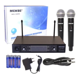 MICROFONO INALAMBRICO DE MANO DOBLE UHF/FQ VARIABLE MOD.MKU-5000N MEKSE