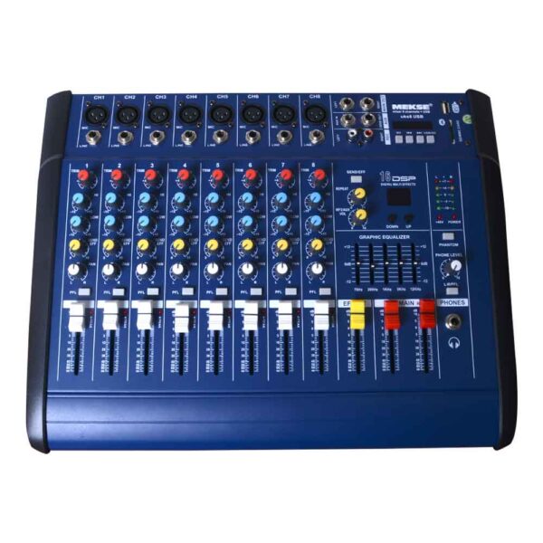 CONSOLA POWER MIXER 8CH BLUETOOTH + USB  UKS-8USB MEKSE