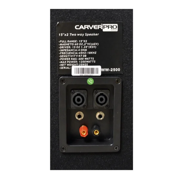 CAJA ACUSTICA PARLANTE 2 VIAS 2 X 15 ´´ WW - 2500 CARVERPRO