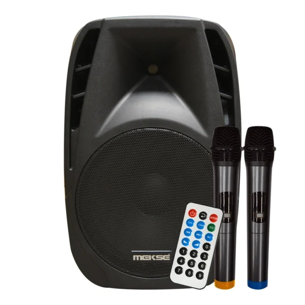 080MIX2015(1) CAJA ACUSTICA PARLANTE PORTATIL 15 C/2MIC. MODELO CBT-15-2MIC MEKSE
