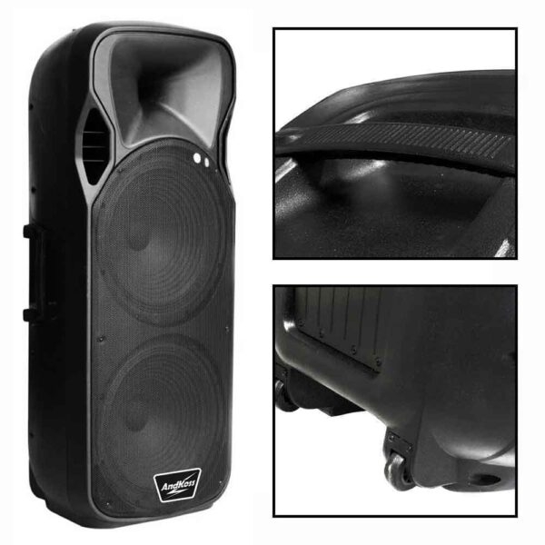CAJA ACUSTICA PARLANTE PORTATIL 2X15  +2 MICROFONOS AK-1515/MIC ANDKOSS