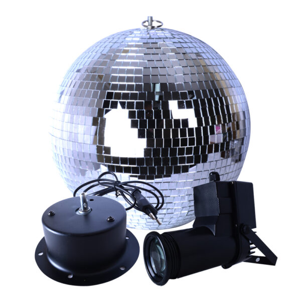 SET BOLA DE ESPEJO 12 + MOTOR + FOCO LUZ COLORES MEKSE