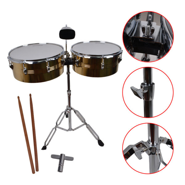 2 TIMBALETA 15+14 DORADA INCLUYE CENCERRO Y ATRIL TSC-1514GD SCORPION