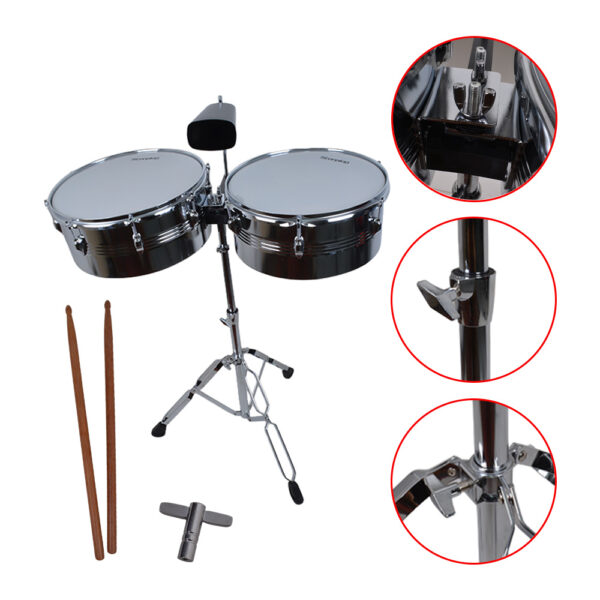 2 TIMBALETA 14+15 CROMADA INCLUYE CENCERRO Y ATRIL TSC-1415 SCORPION
