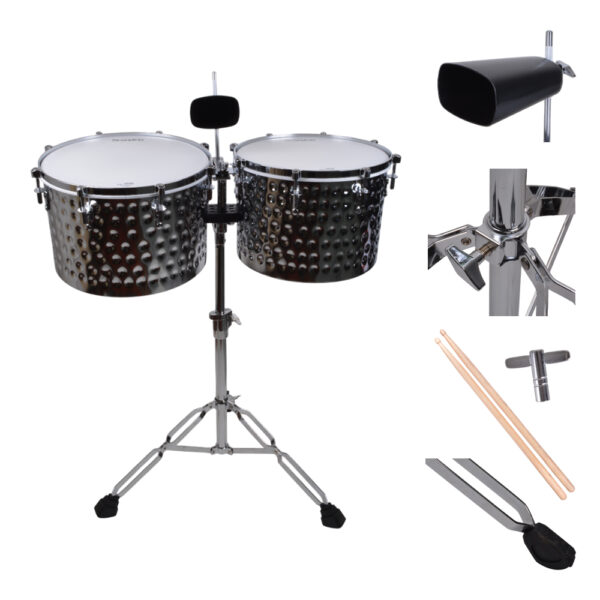3 TIMBALES HQ 15+14 CON CENCERRO SILVER MART DR-2SL SCORPION