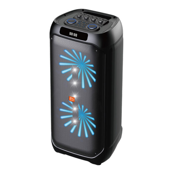 Parlante Portátil 2x10" 80W Bluetooth con Luces LED y Micrófono