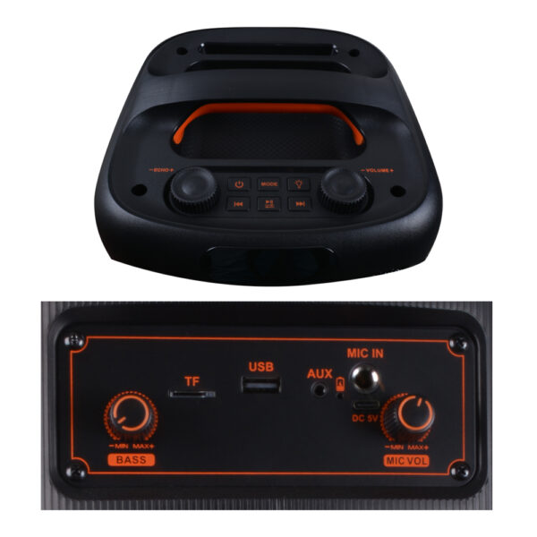 3 PARLANTE PORTATIL 2X6,5" 30W LEDS, MIC, BT SING-E ZQS6238