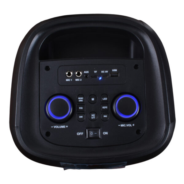 3 Parlante Portátil 2x8" 25W Bluetooth con Luces LED y Micrófono