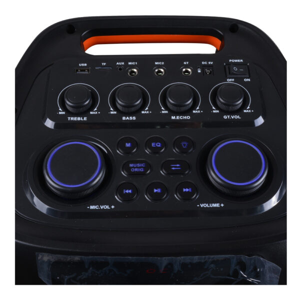 Parlante Portátil 2x10" 80W Bluetooth con Luces LED y Micrófono