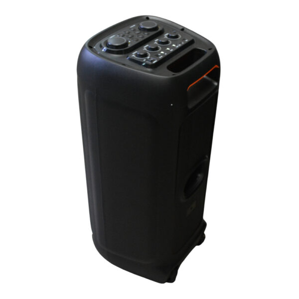 Parlante Portátil 2x8" 25W Bluetooth con Luces LED y Micrófono