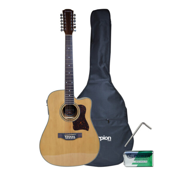 GUITARRA ELECTROACUSTICA 12 CUERDAS + FUNDA SCG-12-12EQ/N SCORPION