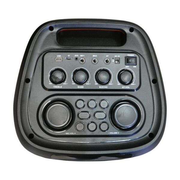 Parlante Portátil 2x8" 25W Bluetooth con Luces LED y Micrófono