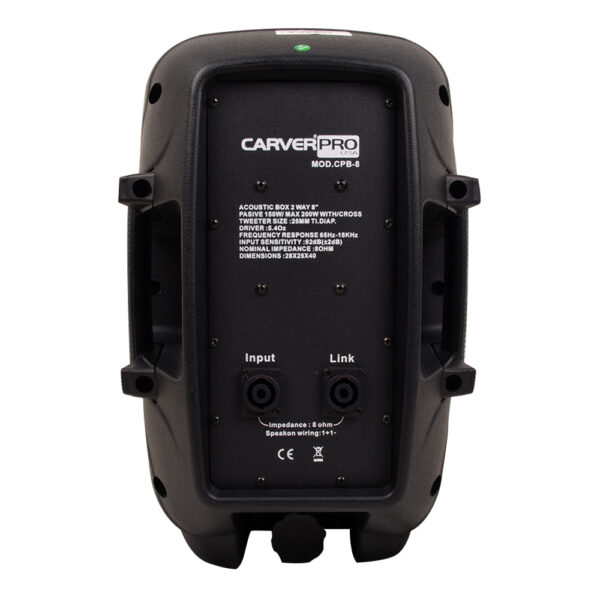 CAJA ACUSTICA PASIVA 8 PULGADAS 2 VIAS CON CROSSOVER CARVERPRO CPB-8