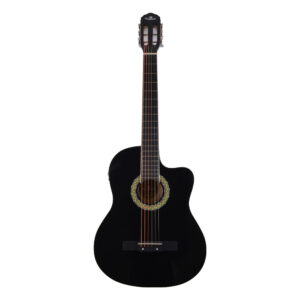 1 GUITARRA ELECTROACUSTICA 39 CDAS METALICAS CUTAWAY NEGRA LA ESPAÑOLA