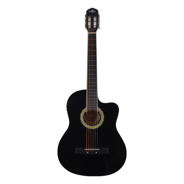 GUITARRA ELECTROACUSTICA 39 CDAS METALICAS CUTAWAY NEGRA LA ESPAÑOLA