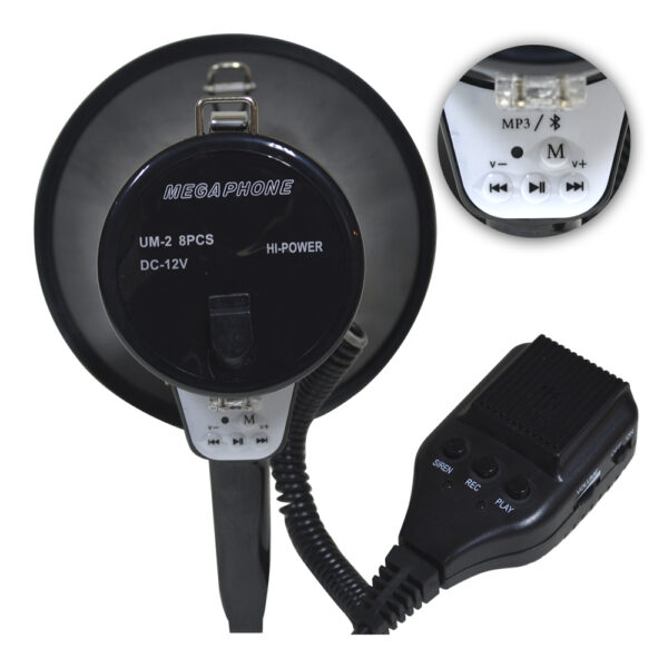 3 MEGÁFONO VERSÁTIL 50W CON BLUETOOTH, USB/SD Y SIRENA NEGRO CIPRIANI