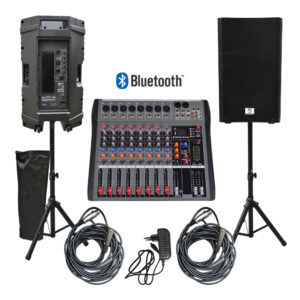 KIT DE AMPLIFICACION MIXER 8 CANALES + 2 CAJAS ACTIVAS CIPRIANI KC-2158