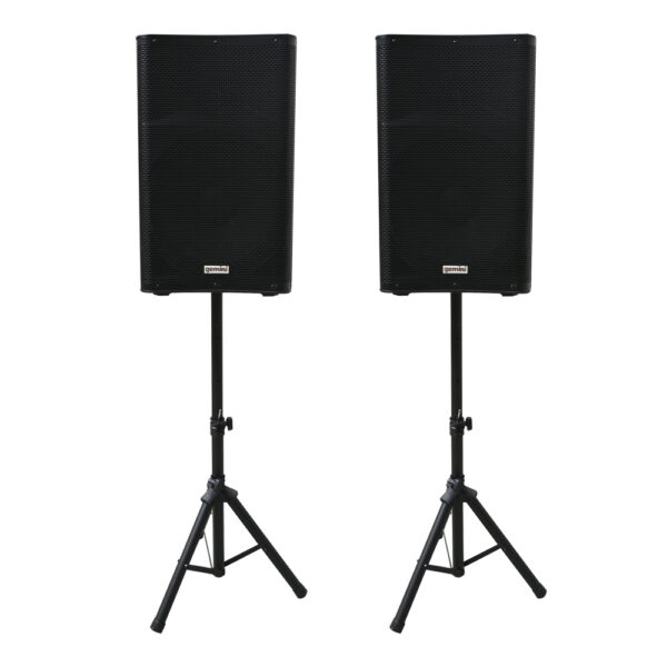 KIT DE AMPLIFICACION MIXER 8 CANALES + 2 CAJAS ACTIVAS GEMINI GE-158